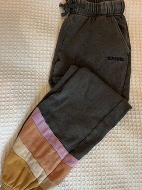 Rip Curl Charcoal Sweatpants with Colorblock Pastel Cuffs